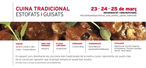 Curs "Estofats i guisats" a Jesuïtes Sarrià. 